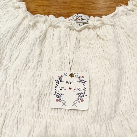 NWT! Brand New White Off The Shoulder Stretchy Dress. Poof New York. Size Large - Picture 3 of 9